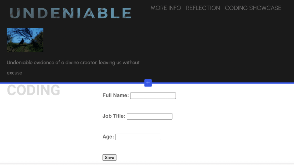 Evidence of HTML creating Form